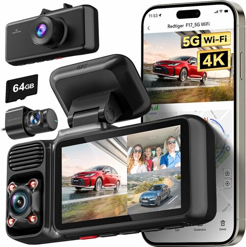 4K 3 Channel Dash Cam with Built-In GPS