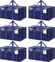 6 Pack Heavy Duty Storage Bags Large Moving Totes