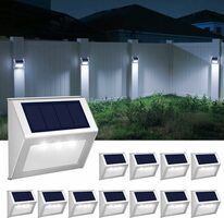 12-Pack Solar Outdoor Fence & Deck Lights – Cool White LED
