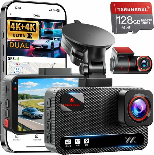 4K+4K Dual Dash Cam with GPS & WiFi 
