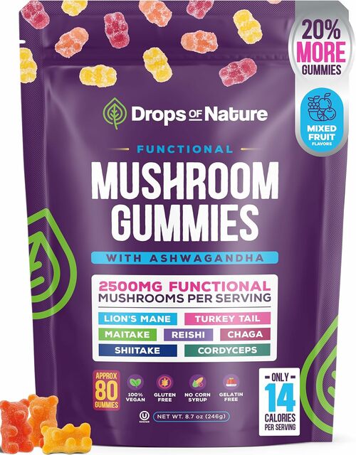 Organic Mushroom Gummies with Ashwagandha