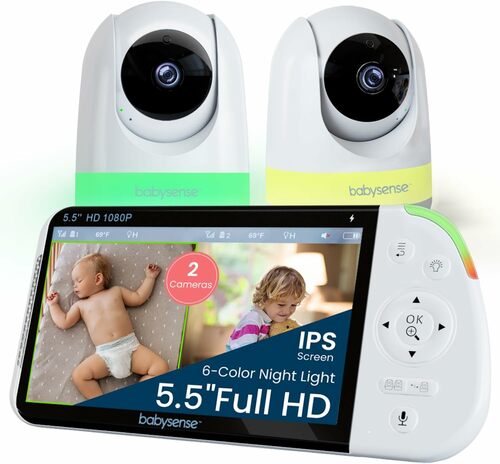 HD 5.5" Split Screen Baby Monitor with Night Light