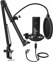 USB Condenser Microphone Kit with Boom Arm Stand
