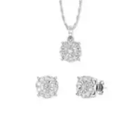 Diamond Necklace & Stud Earrings Set