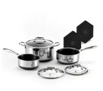 6PC Hybrid Cookware Set with Lids & Silicone Trivets