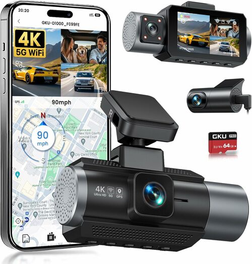 4K Triple Channel Dash Cam with GPS & WiFi