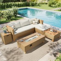 Patio Sectional Set with Fire Pit Table