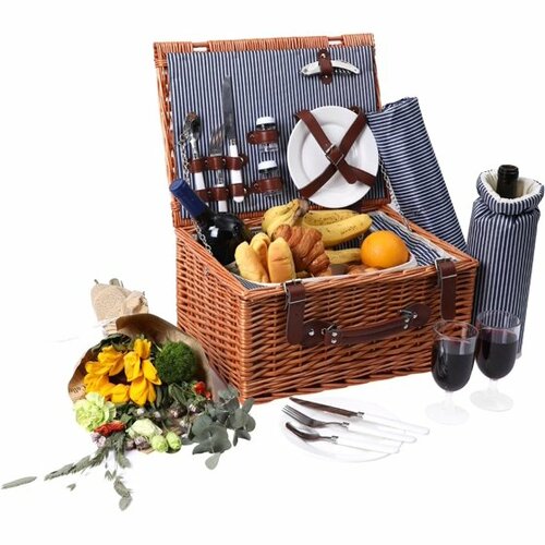 Insulated Cooling Picnic Basket Set for 2