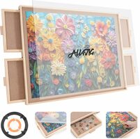 Rotating Puzzle Board with 4 Drawers