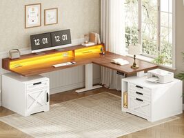 L Shaped Standing Desk with Storage