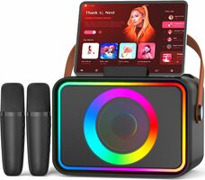 Karaoke Machine with 2 Microphones & LED Lights