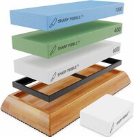3-Grit Whetstone Knife Sharpening Kit with Bamboo Base